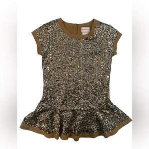 American Girl-Girl's Gold Sequin Sparkle Pelham Top Holiday Sz Med 10/12